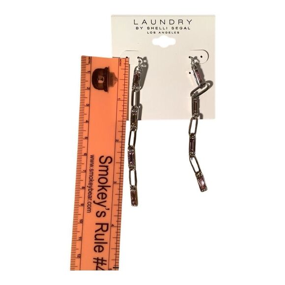 Laundry by Shelli Segal pink crystal dangle earrings NWT - Picture 3 of 3